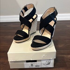 Authentic Banana Republic Black Wedge espadrille Sandals